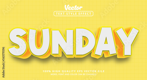 Editable text effect, Sunday text on orange color style and glossy style