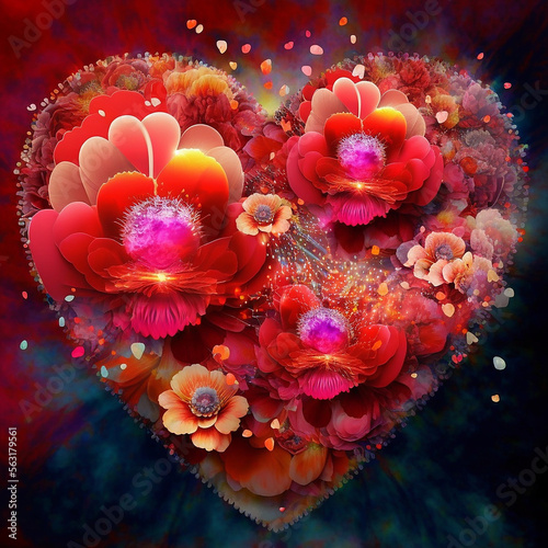 generative AI, valentine, love, love cats, word love, flowers, red, heart, flower heart, cat on a snowboard,