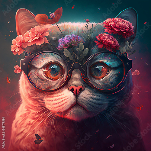 generative AI, valentine, love, love cats, word love, flowers, red, heart, flower heart, cat on a snowboard,