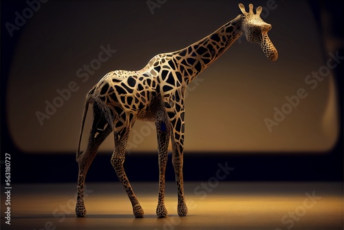 Linean sculpture of a giraffe. Generative AI photo