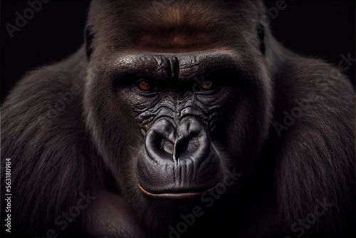 Portrait of an angry gorilla. Generative AI © Moa Seboa