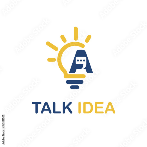 Initial A Letter with Light Bulb and Chat Icon for Innovative Technology Company Logo Idea Template