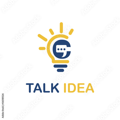 Initial C Letter with Light Bulb and Chat Icon for Innovative Technology Company Logo Idea Template