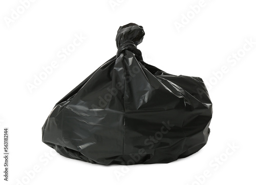 Trash bag full of garbage isolated on white © New Africa