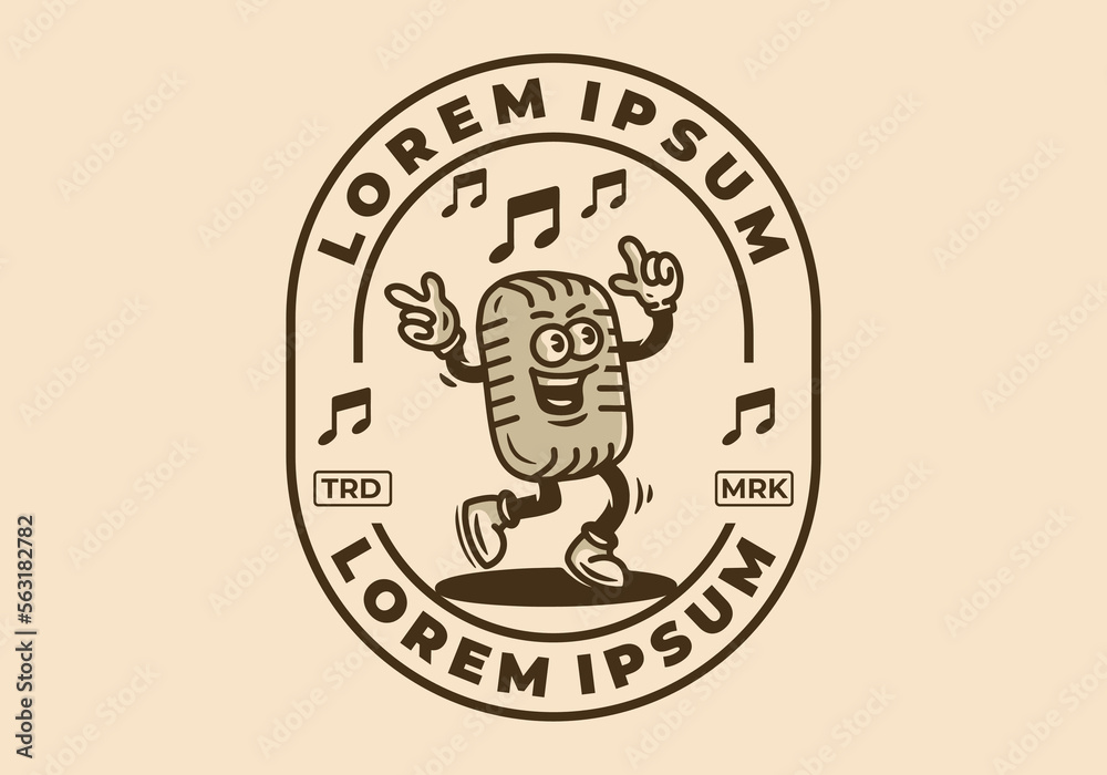 Fototapeta premium Mascot character illustration badge of singing microphone