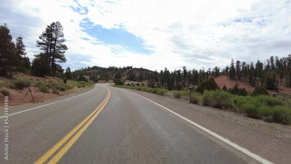Driving Plate Utah Scenic Byway 12 Eastbound Red Canyon Multicam Set 14 Front View Southwest USA