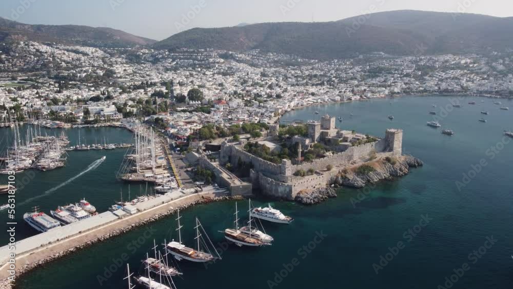 Awesome aerial view of Bodrum Castle and Bodrum Harbor, Turkey Awesome aerial view of Bodrum Castle and Bodrum Harbor, Turkey