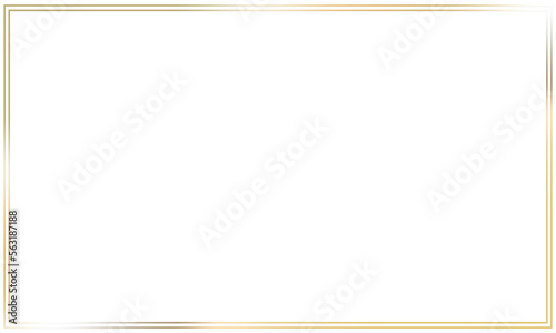 golden color Rectangle frame border isolated with shadow on transparent background, gold border element graphic design for invitation card, postcard, card, PNG cut out background