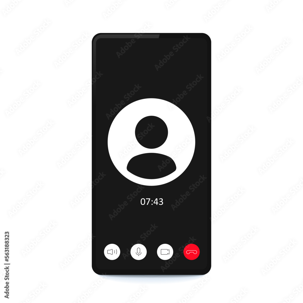 Video call in phone icon. Incoming call interface in modern flat style Video call in phone icon. Incoming call interface in modern flat style