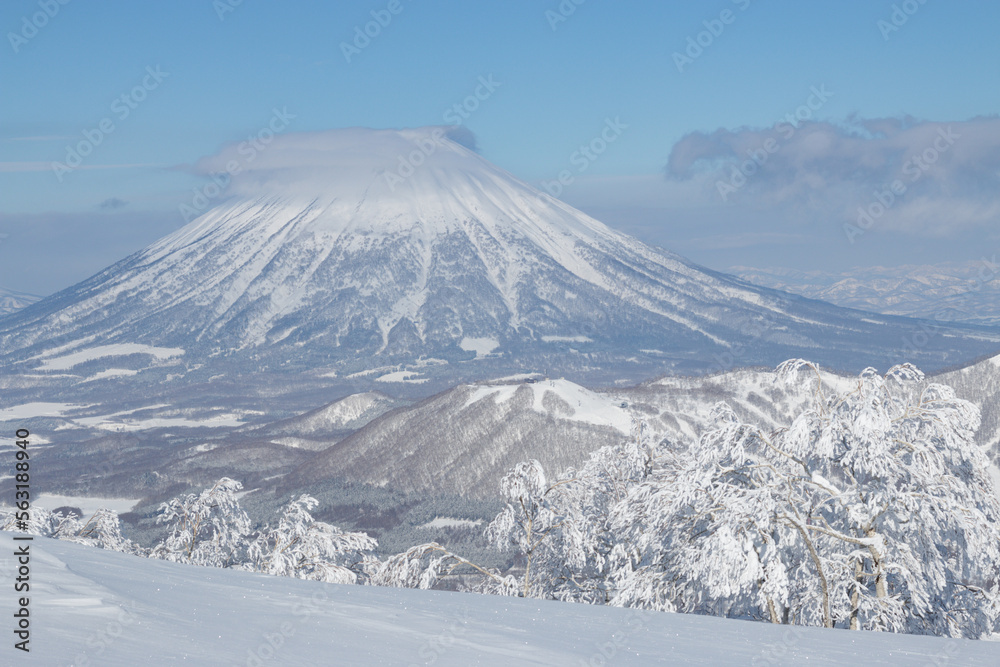 Mount Yotei in winter from Rusutsu