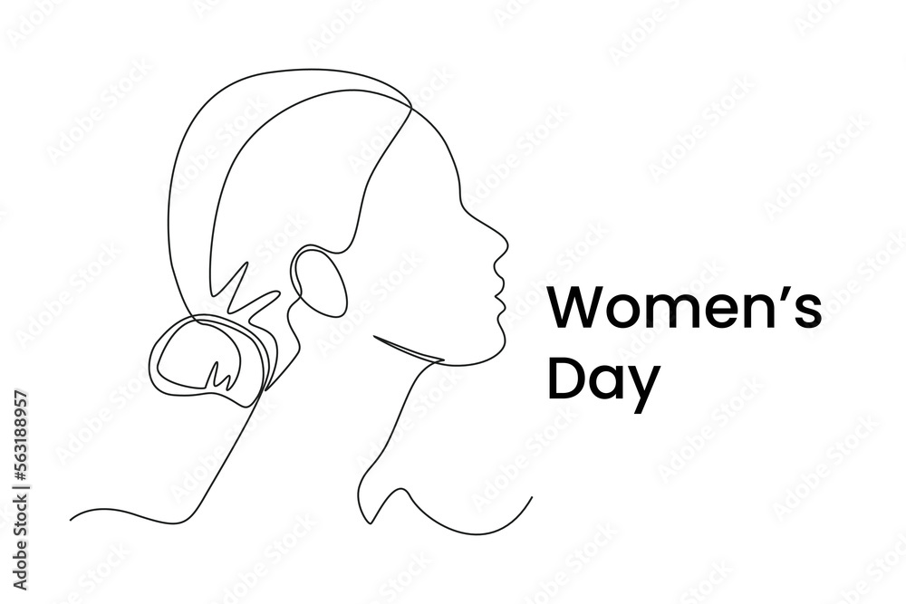 Single one line drawing international women's day design for landing page. mobile app, poster, banner and flyer. Women's day  concept. Continuous line draw design graphic vector illustration.