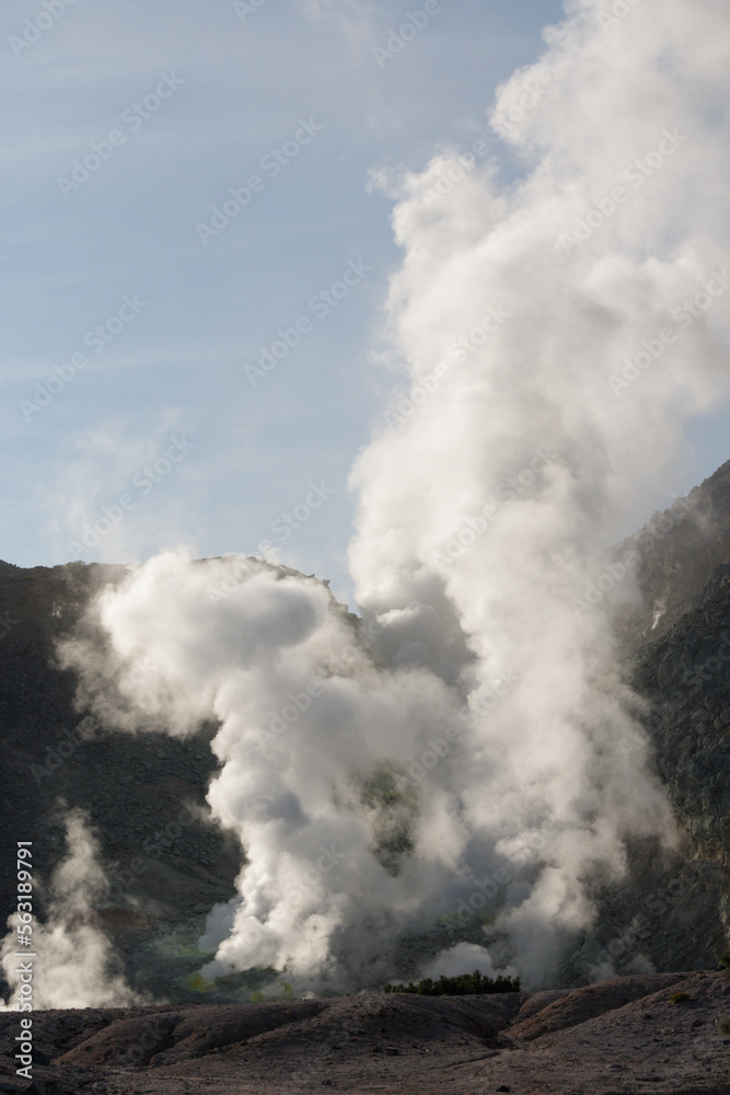 Clouds of gas rising from a volcano, Mt Io, Hokkaido