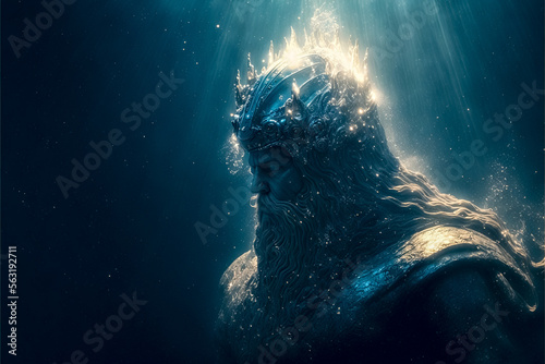 Fototapete God of the Sea Poseidon Water Entity Underwater King Fantasy Under Sea King