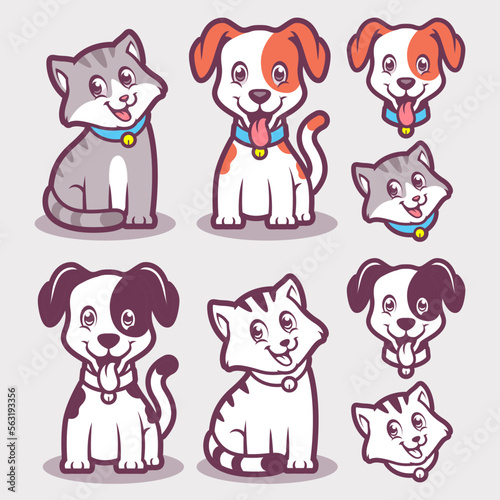 Fototapeta Naklejka Na Ścianę i Meble -  Dog Cat Cartoon Vector Mascot Design