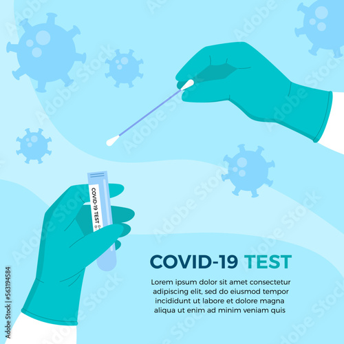 Hand drawn of Covid-19 swab test concept vector stock