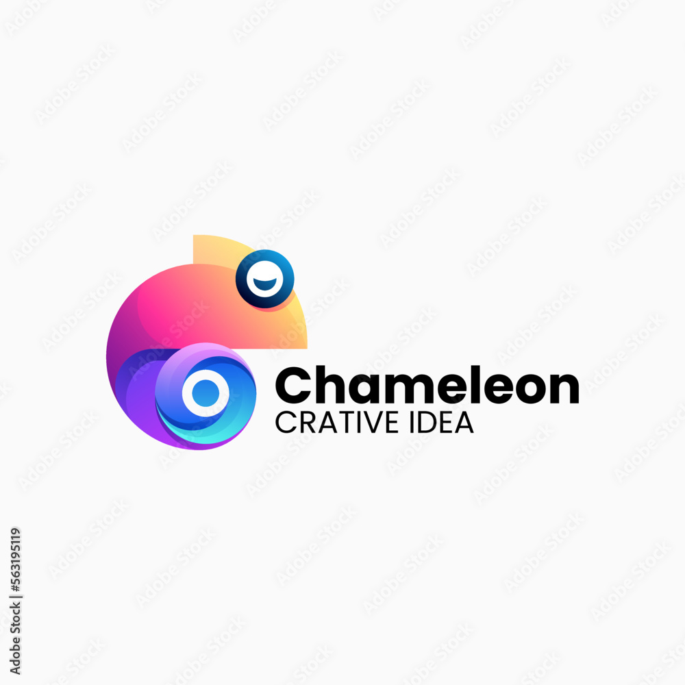 Vector Logo Illustration Chameleon Gradient Colorful Style.