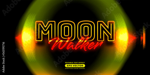 Moon walker editable text style effect in retro look design with experimental background ideal for poster, flyer, logo, social media post and banner template promotion