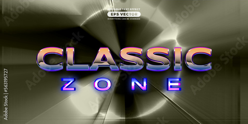 Classic zone editable text style effect in retro look design with experimental background ideal for poster, flyer, logo, social media post and banner template promotion