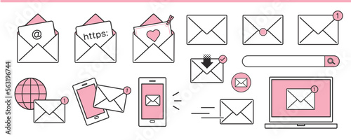 手紙、メールのイラスト・アイコンセット