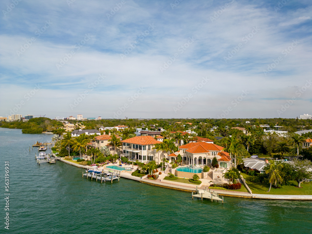Aerial photo luxury real real estate Sarasota Florida USA