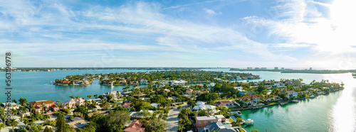 Aerial panorama photo luxury homes in Bird Key Sarasota Florida USA photo