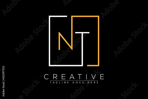 Initial letter nt, tn, n, t elegant and luxury Initial with Rectangular frame minimal monogram logo design vector template photo