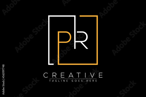 Initial letter pr, rp, p, r elegant and luxury Initial with Rectangular frame minimal monogram logo design vector template