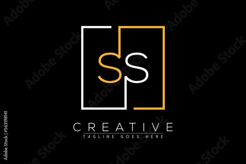Initial letter ss, ss, s, a elegant and luxury Initial with Rectangular frame minimal monogram logo design vector template