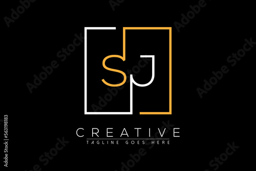 Initial letter sj, js, j, s elegant and luxury Initial with Rectangular frame minimal monogram logo design vector template