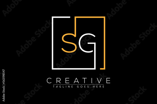 Initial letter sg, gs, g, s elegant and luxury Initial with Rectangular frame minimal monogram logo design vector template