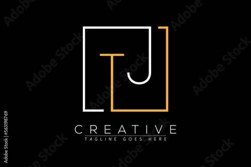 Initial letter tj, jt, t, j elegant and luxury Initial with Rectangular frame minimal monogram logo design vector template
