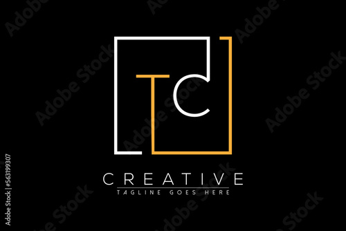 Initial letter tc, ct, c, t elegant and luxury Initial with Rectangular frame minimal monogram logo design vector template