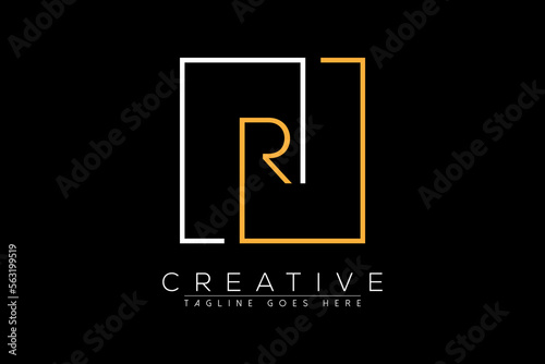 Initial letter ri, ir, r, i elegant and luxury Initial with Rectangular frame minimal monogram logo design vector template photo