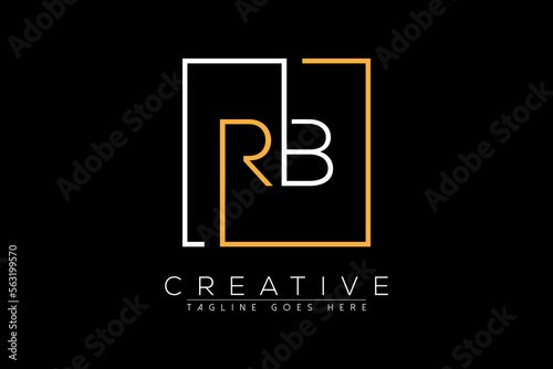 Initial letter rb, br, r, b elegant and luxury Initial with Rectangular frame minimal monogram logo design vector template