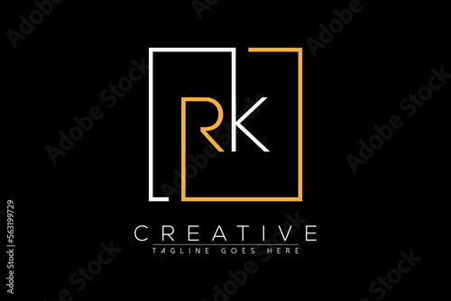 Initial letter rk, kr, r, k elegant and luxury Initial with Rectangular frame minimal monogram logo design vector template