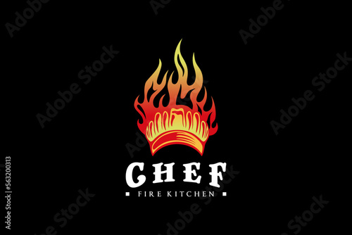 Creative abstract fire and chef hat logo design