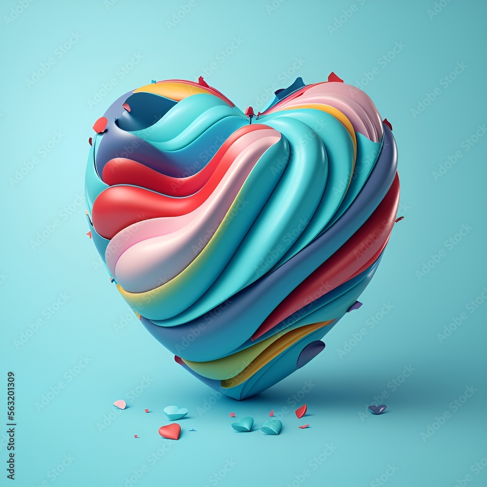 a beautiful illustration of a colorful heart, generative AI a beautiful illustration of a colorful heart, generative AI