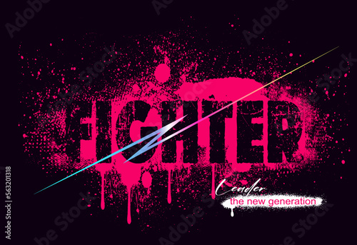 Urban typography hipster street art graffiti slogan print neon spray effect for graphic tee t shirt