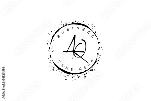 Initial letter aq, qa q, a, handwritten logo with sparkling circles with decorative bohemian boho frame vector 