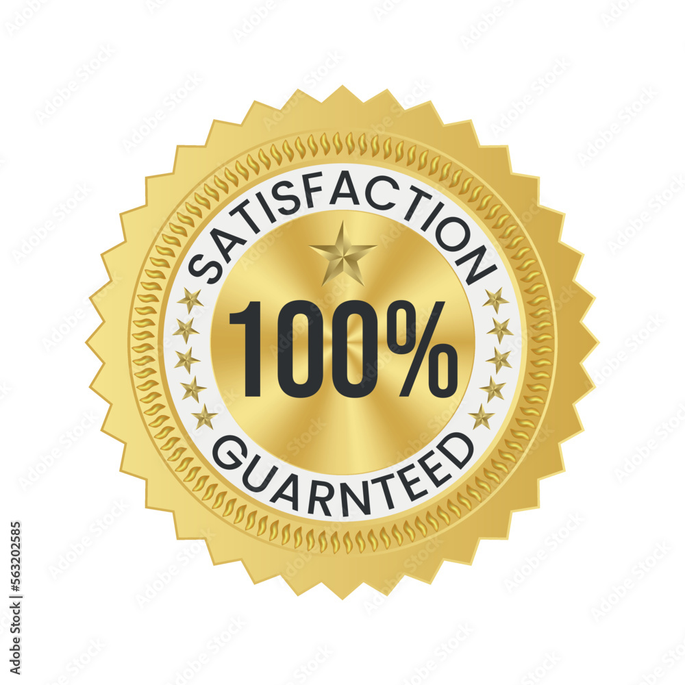 100% satisfaction guarantee gold seal with red ribbon. 100% satisfaction guarantee gold seal with red ribbon.