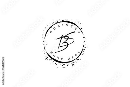 Initial letter bs, sb, b, s handwritten logo with sparkling circles with decorative bohemian boho frame vector  photo