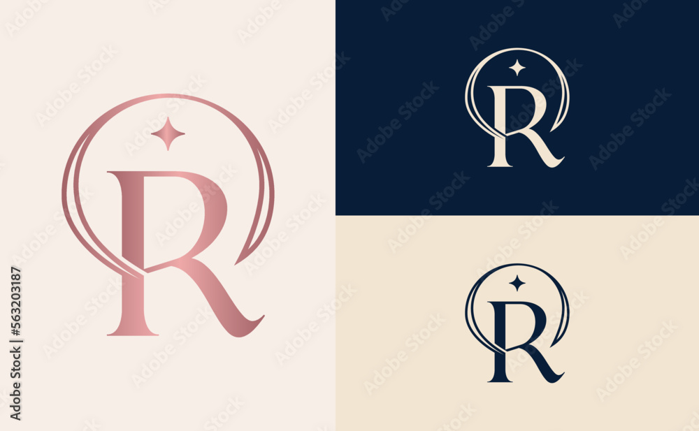 elegant minimalist beauty logo cosmetic letter R elegant minimalist beauty logo cosmetic letter R
