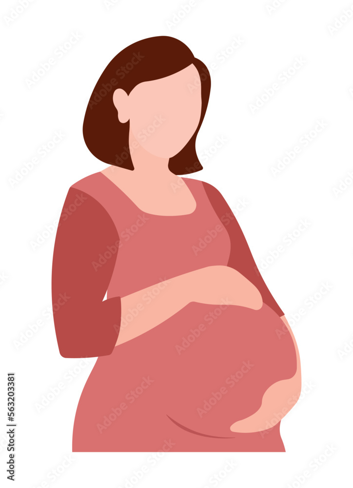 Flat Pregnant Woman Animated Vector Illustration in Soft Pastel Color Flat Pregnant Woman Animated Vector Illustration in Soft Pastel Color