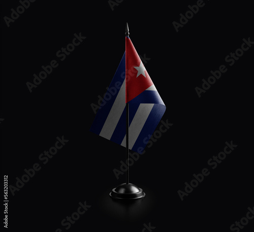 Small national flag of the Cuba on a black background