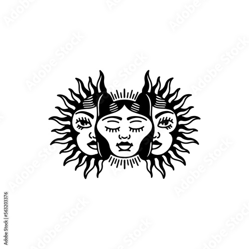 vector illustration of sun with face concept