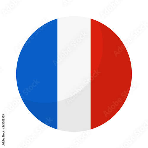 Round French flag icon. Vector.