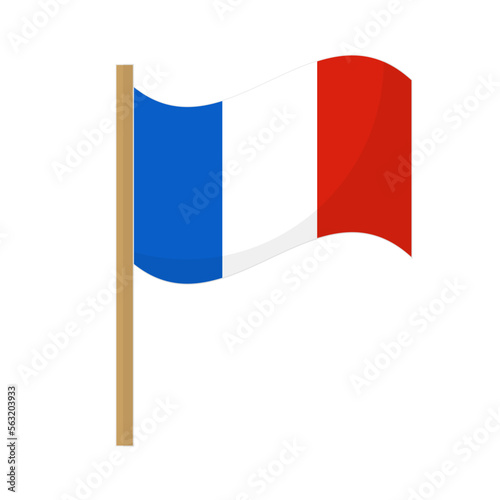 French flag icon with pole. Vector.