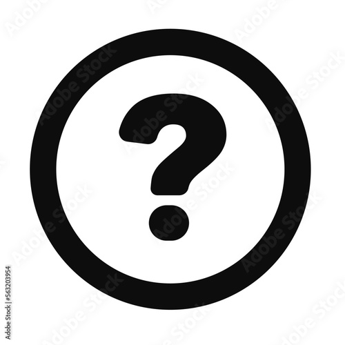 Round question mark icon. Mystery or query. Help. Vector.