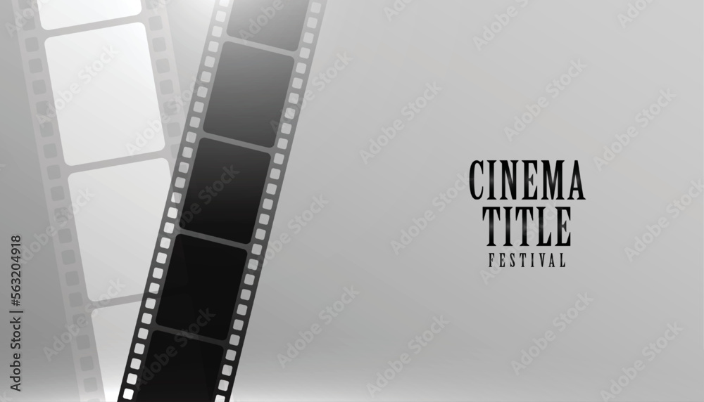 cinema title background with realistic film strip design