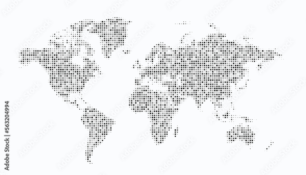 abstract gray world map in dotted style vector design